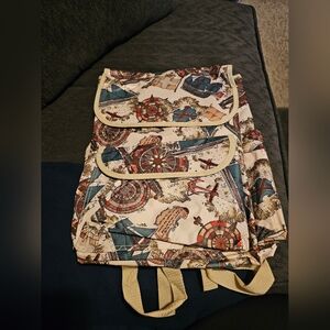 Vintage Nautical Style Backpack With Matching Wallet